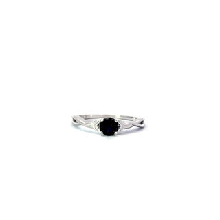 925 Silver Synthetic Gemstone and CZ Ring