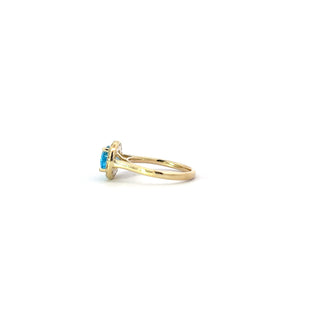 10k Yellow Gold Blue Topaz Pear Shape Diamond Ring
