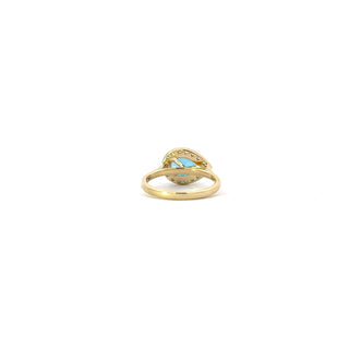10k Yellow Gold Blue Topaz Pear Shape Diamond Ring