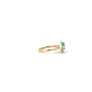 10k Yellow Gold Blue Topaz Pear Shape Diamond Ring
