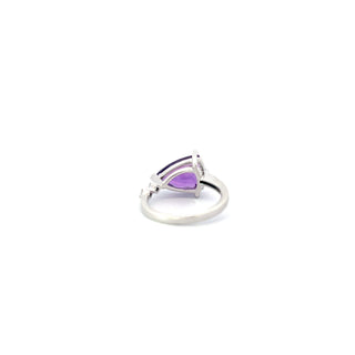 10K White Gold Amethyst and Canadian Maple Leaf Diamond Ring