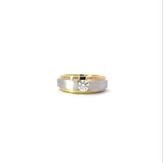 14K Yellow and White Gold 0.50ct Maple Leaf Diamond Men's Ring
