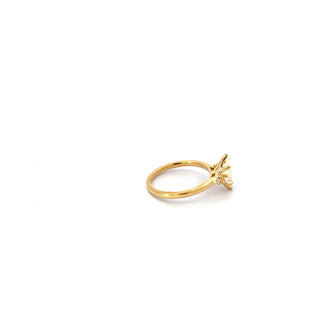 10K Yellow Gold with Opal Gemstone Maple Leaf Diamond Ring