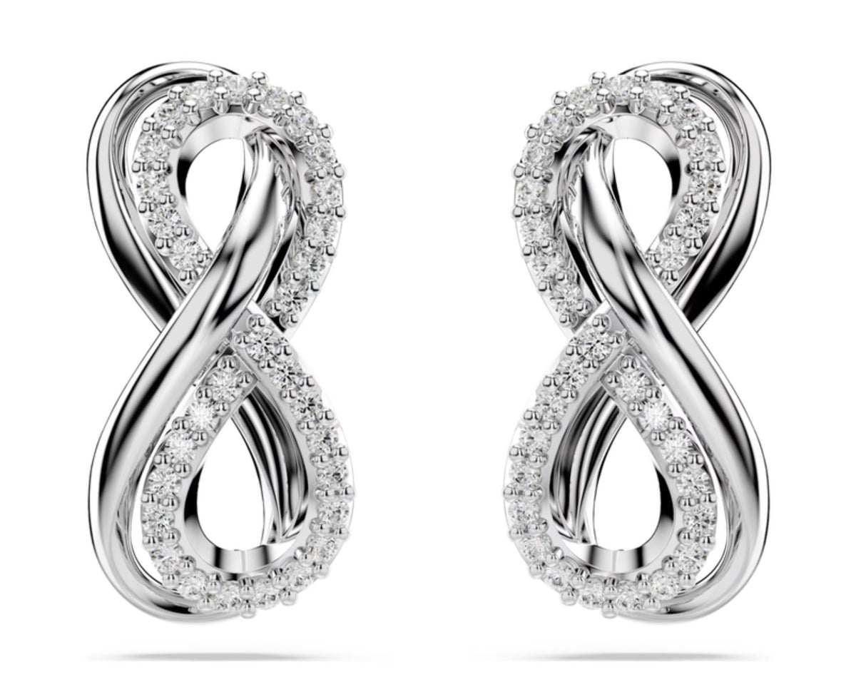 Swarovski - Hyperbola stud earrings, Infinity, White, Rhodium plated - 5687269