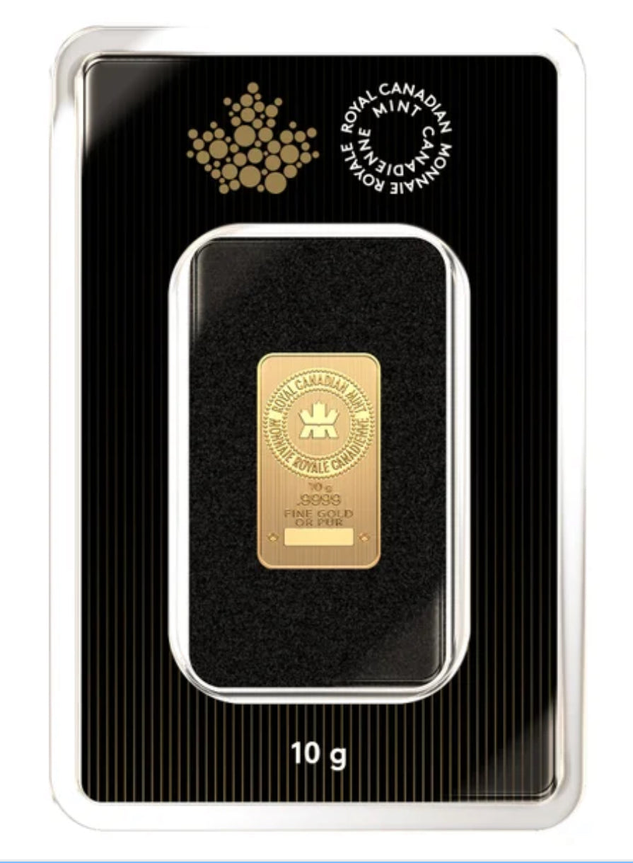 10g Royal Canadian Mint 9999 Gold Bar-New In Assay