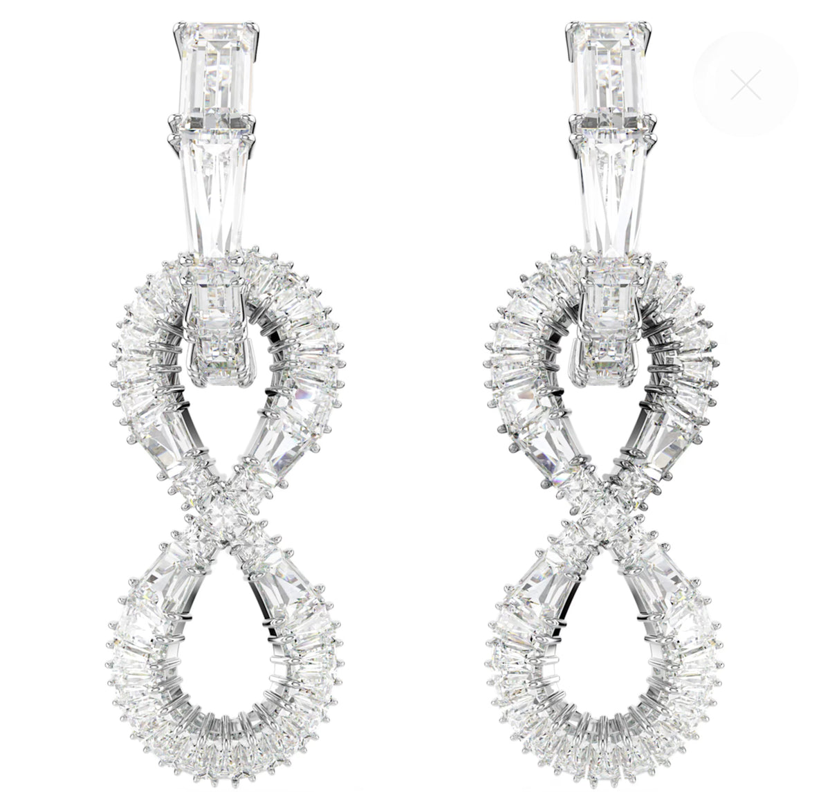 Swarovski -  Hyperbola drop earrings, Infinity, White, Rhodium plated - 5679793