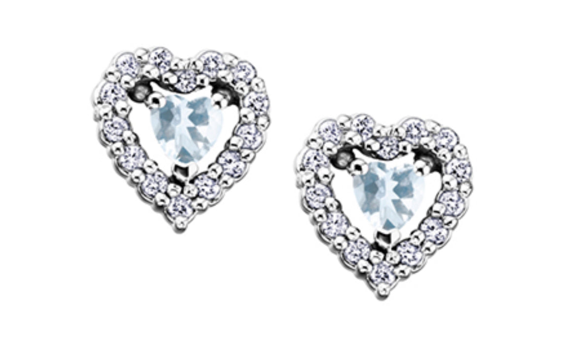 10K White Gold Aquamarine and 0.14cttw Diamond Earrings