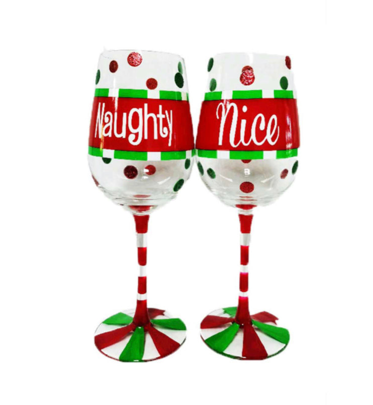 2 Piece Wine Glasses - Naughty &amp; Nice