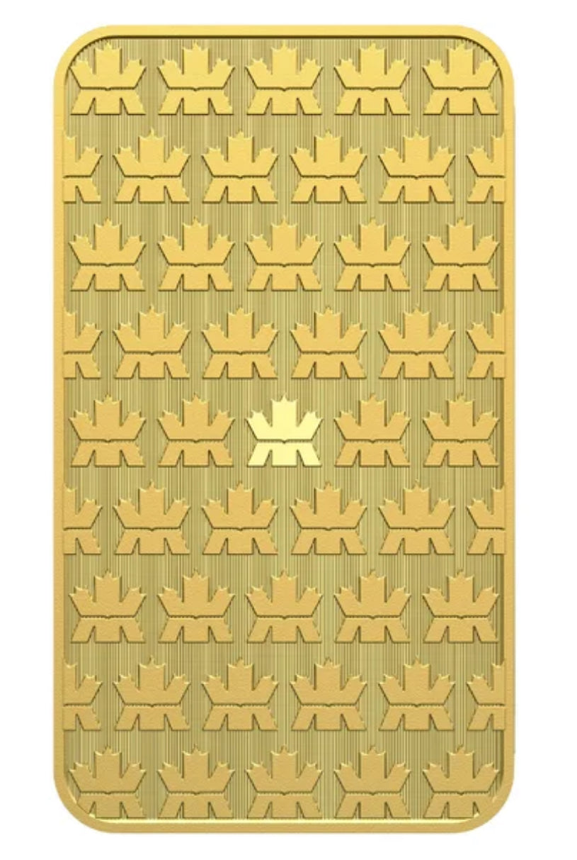 50g Royal Canadian Mint 9999 Fine Gold Bar-New In Assay