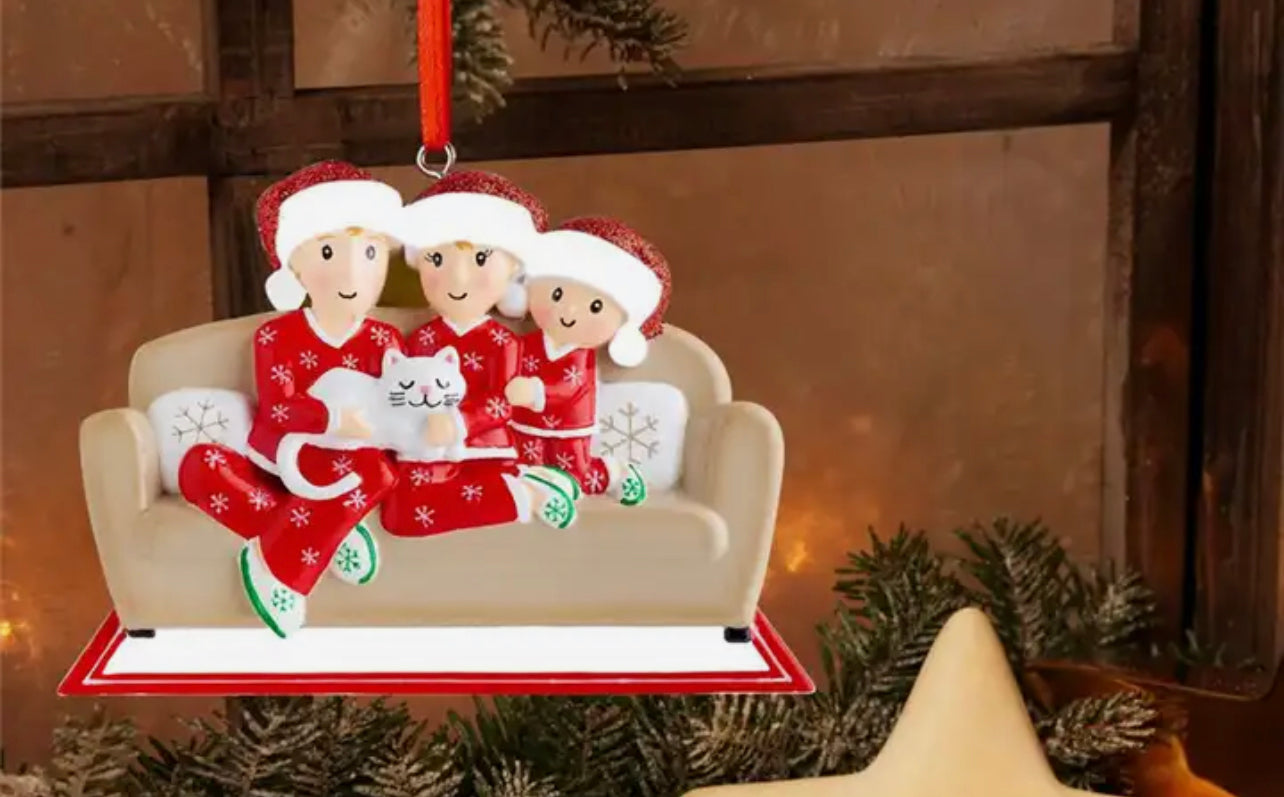 Personalized Cat Family Christmas Tree Ornament - 2 People