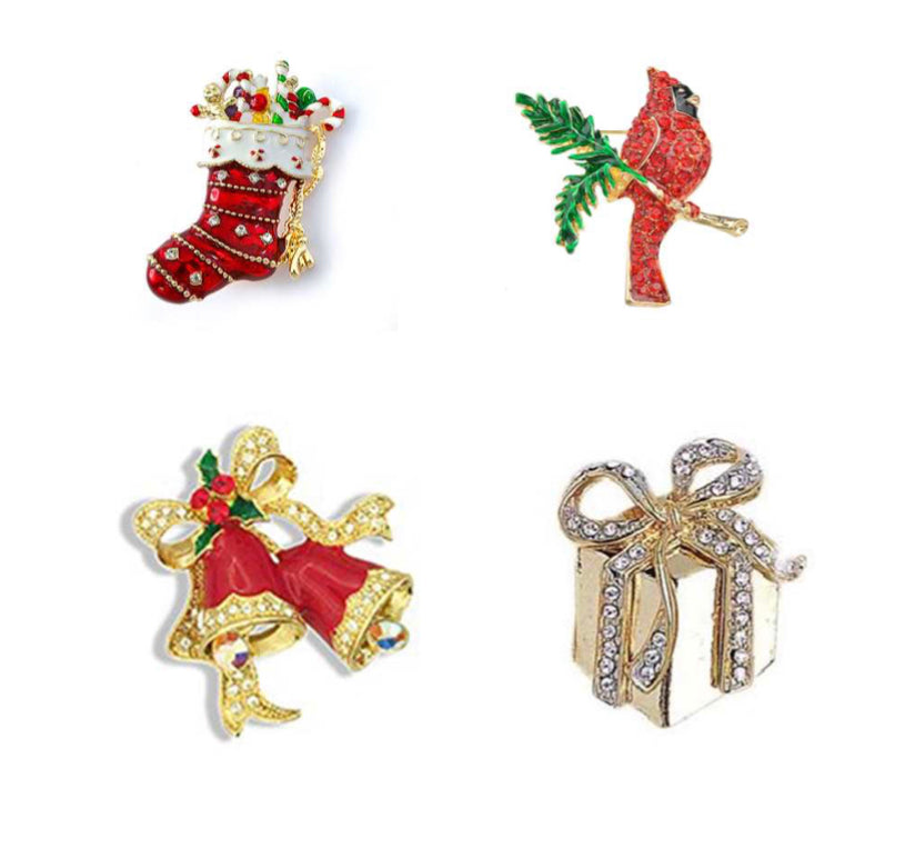 Broche/pin navideño de cristal: se vende por separado