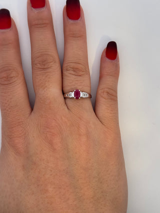 10K White Gold Ruby & Diamond Ring