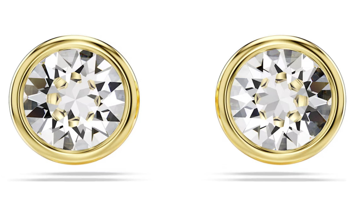 Swarovski - Imber stud earrings, Round cut, White, Gold-tone plated - 5681552