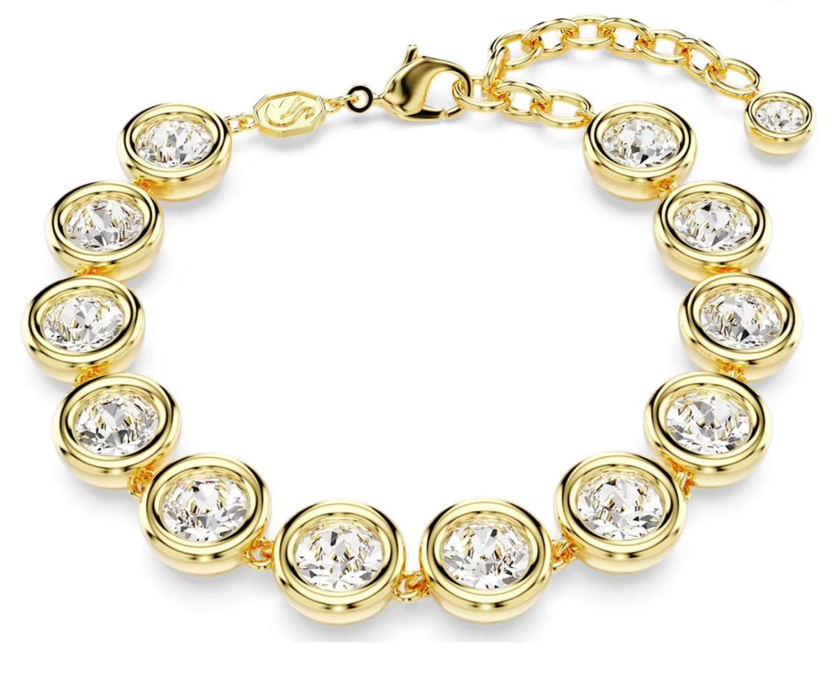 Swarovski - Imber bracelet, Round cut, White, Gold-tone plated - 5682586