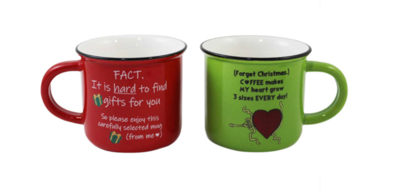 2 Piece Mug Set - Red &amp; Green