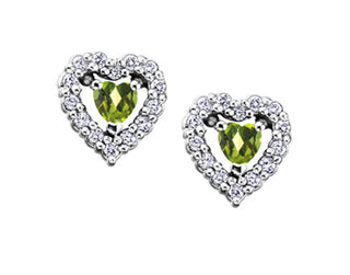 Aretes de oro blanco de 10 quilates con peridoto y diamantes de 0,14 quilates