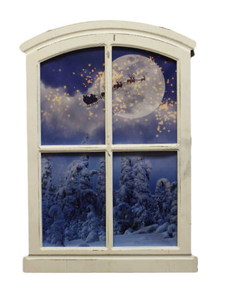 Lienzo iluminado con trineo de Papá Noel LED