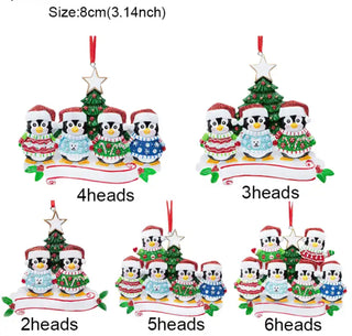 Adorno personalizado para árbol de Navidad de la familia de pingüinos