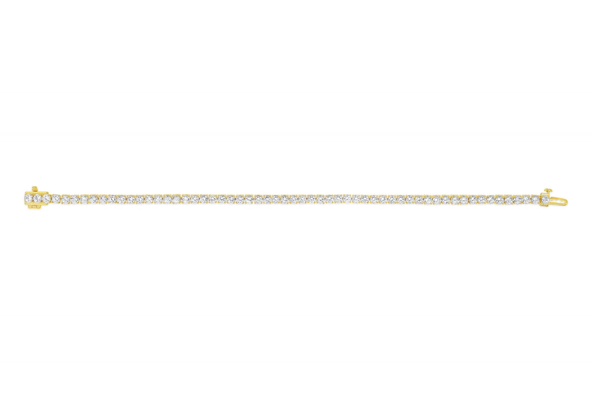 Sterling Silver with 14K Gold Plate Lab Created White Sapphire Bracelet