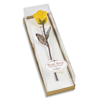 Lacquer Dipped Copper Trimmed Yellow Real Rose