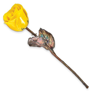 Lacquer Dipped Copper Trimmed Yellow Real Rose