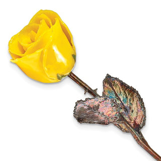 Lacquer Dipped Copper Trimmed Yellow Real Rose
