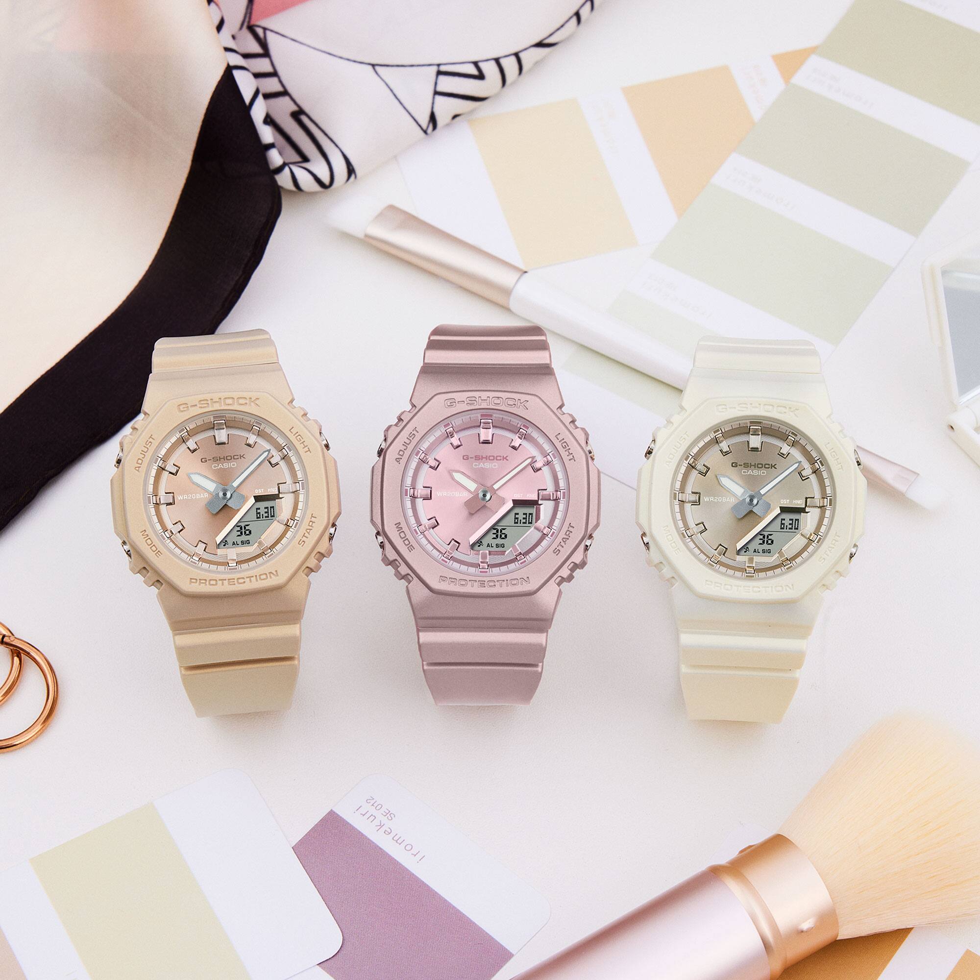 Casio G-Shock Women's Analog Digital Watch GMA-P2100ST-4A, Pearlescent Pink