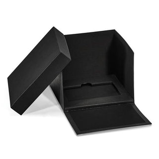 Green Watch box with Ivory Interior and Black Outer Box with Pocket  Dimensions: 4.75" x 4.75" x 3.25"