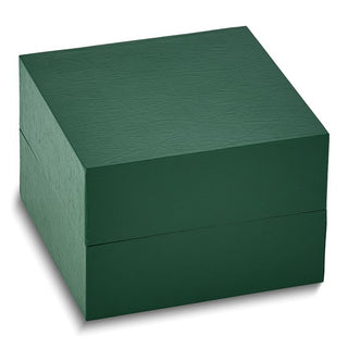 Green Watch box with Ivory Interior and Black Outer Box with Pocket  Dimensions: 4.75" x 4.75" x 3.25"