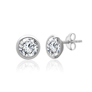 Gold Round Cut Diamond Stud Earrings