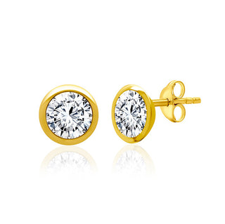 Gold Round Cut Diamond Stud Earrings