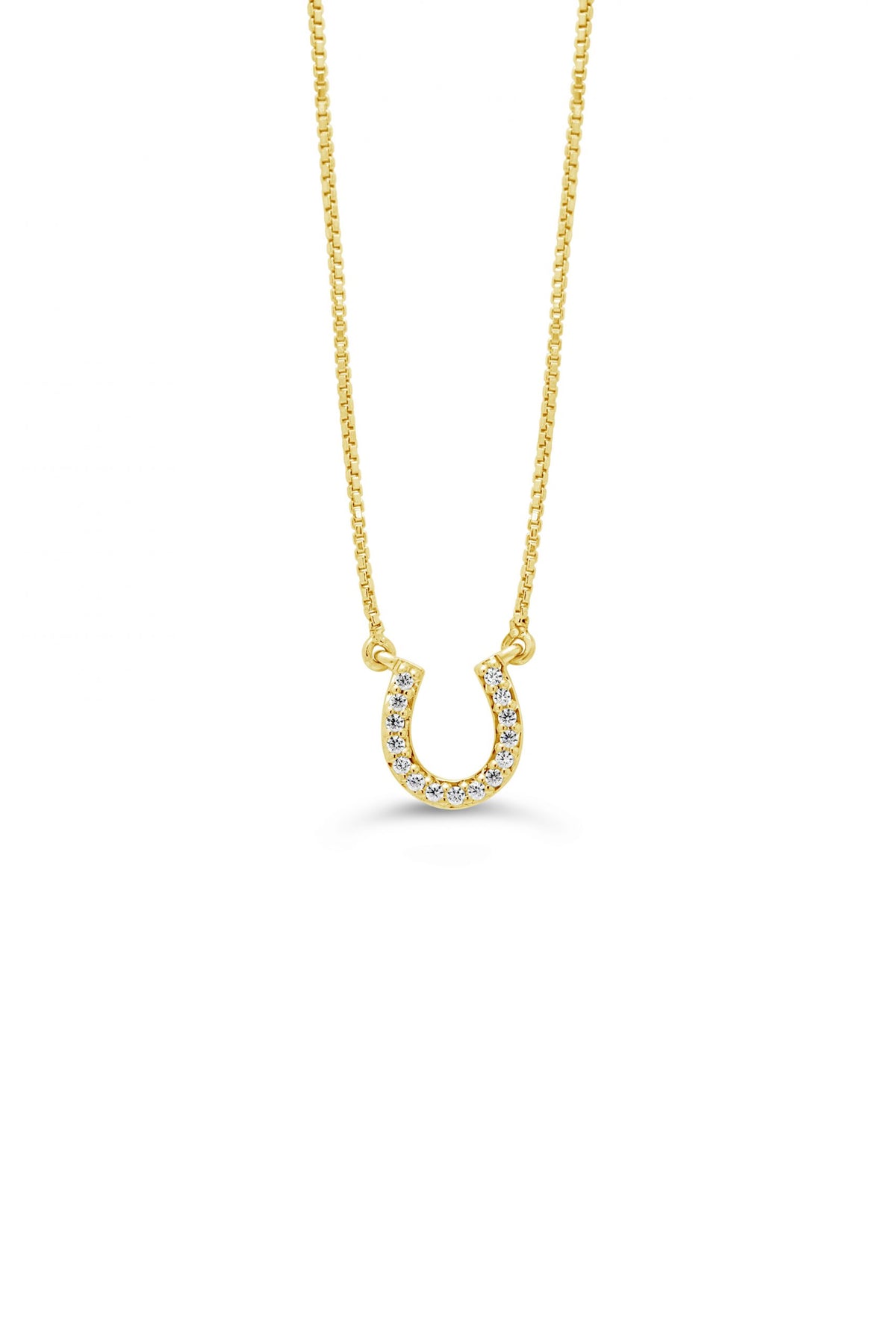 10K Yellow Gold 0.05cttw Diamond Horseshoe Pendant, 18&quot;