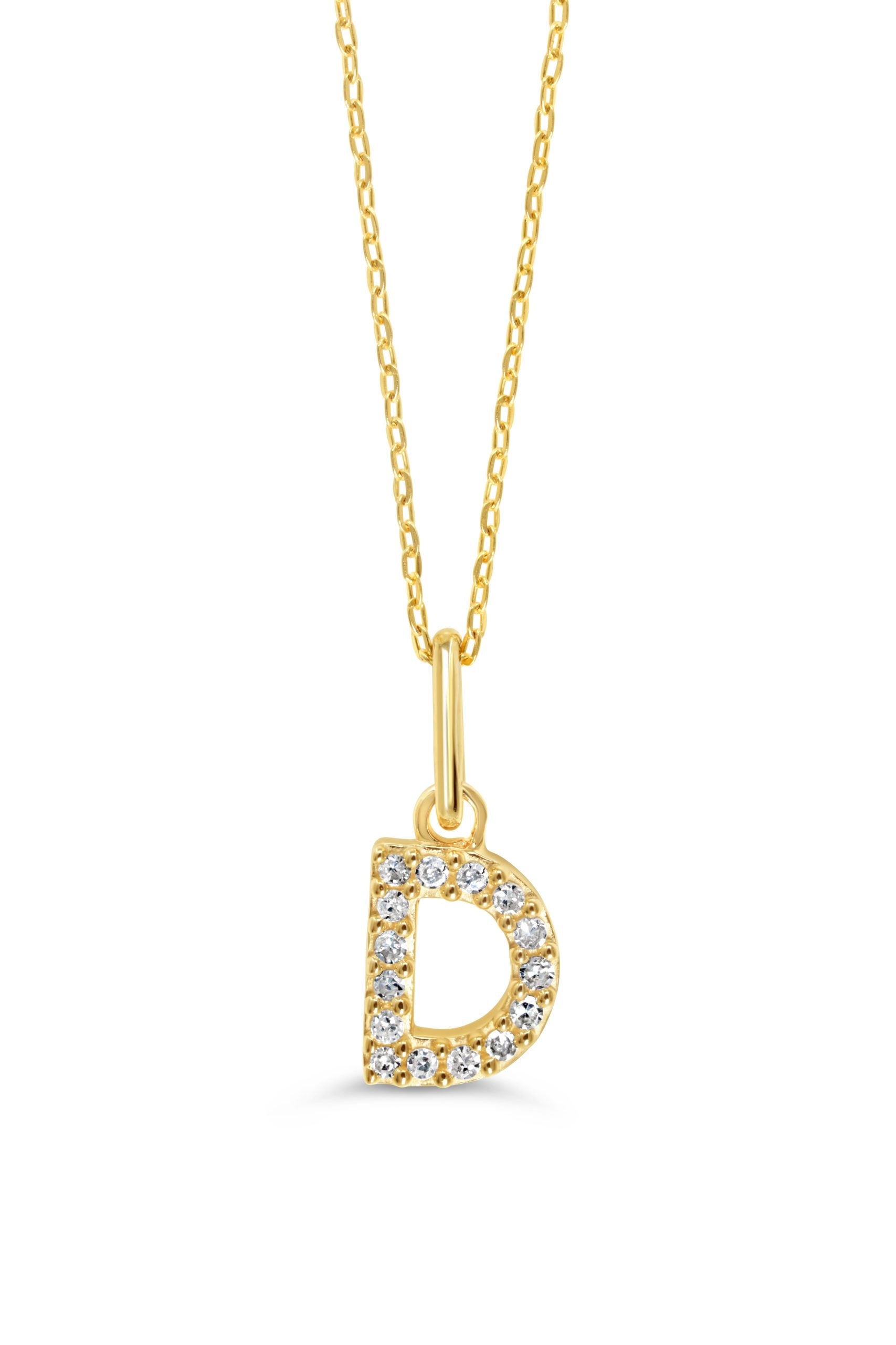 10K Initial Pendant with Lab Grown Diamonds - Letter A / Gold
