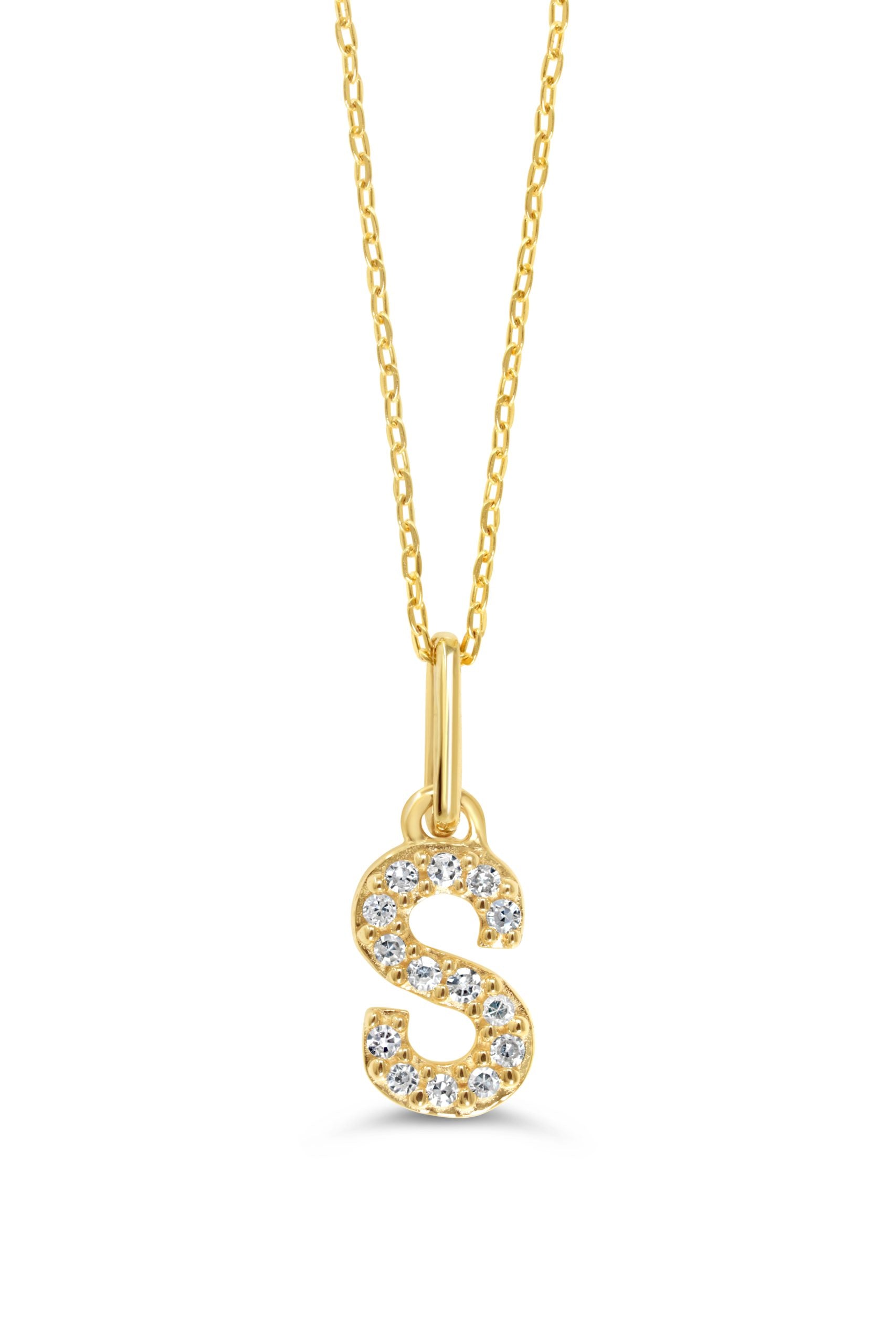 10K Initial Pendant with Lab Grown Diamonds - Letter A / Gold