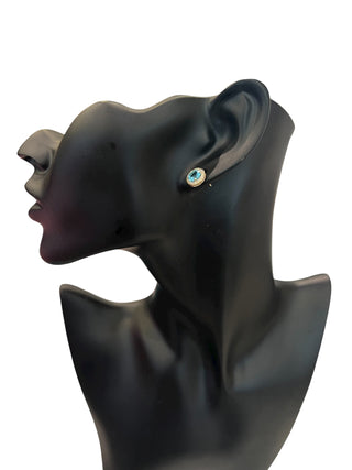 10K Yellow Gold Blue Topaz and Diamond Earrings