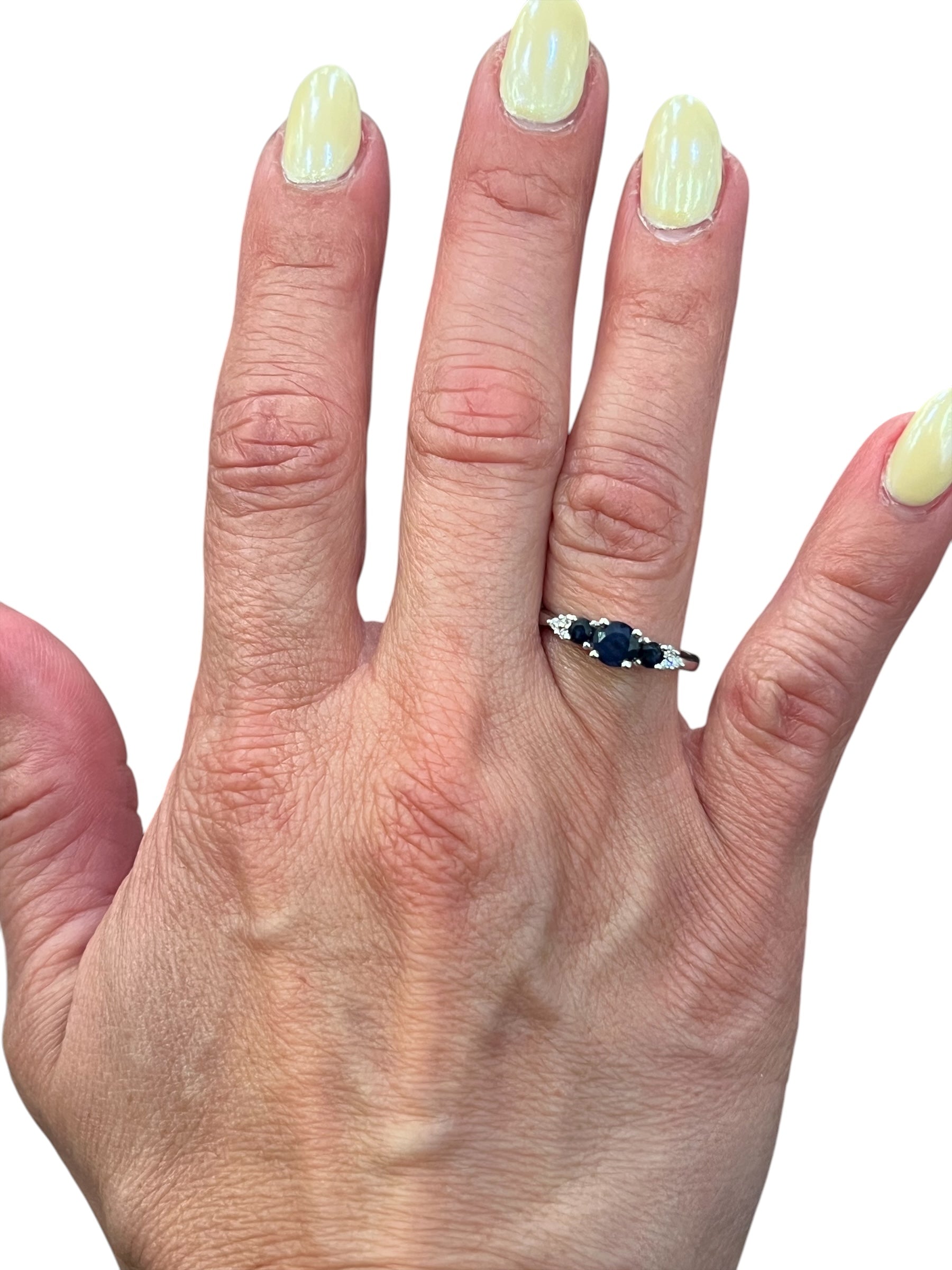 10K White Gold Sapphire and Diamond ring - yellow gold / 4