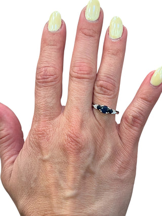 10K White Gold Sapphire and Diamond ring