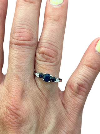 10K White Gold Sapphire and Diamond ring