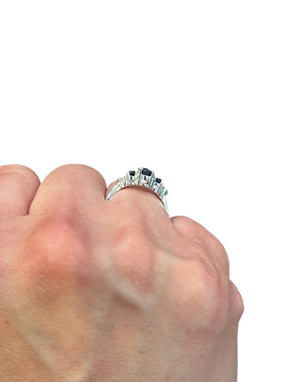 10K White Gold Sapphire and Diamond ring