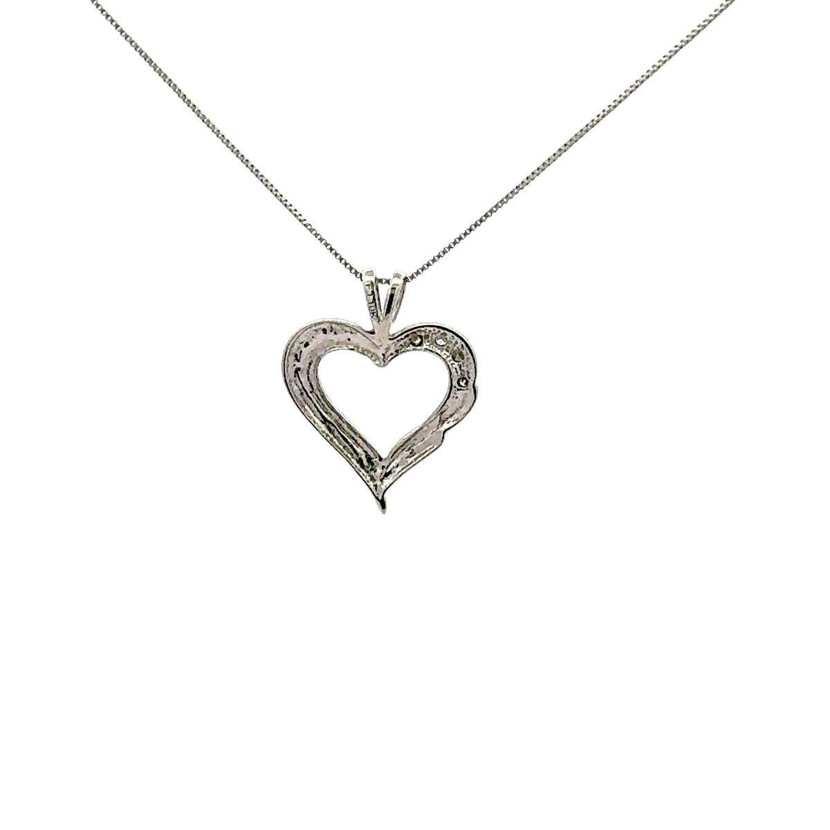 10K White Gold 0.04cttw Diamond Heart Pendant - 18&quot;