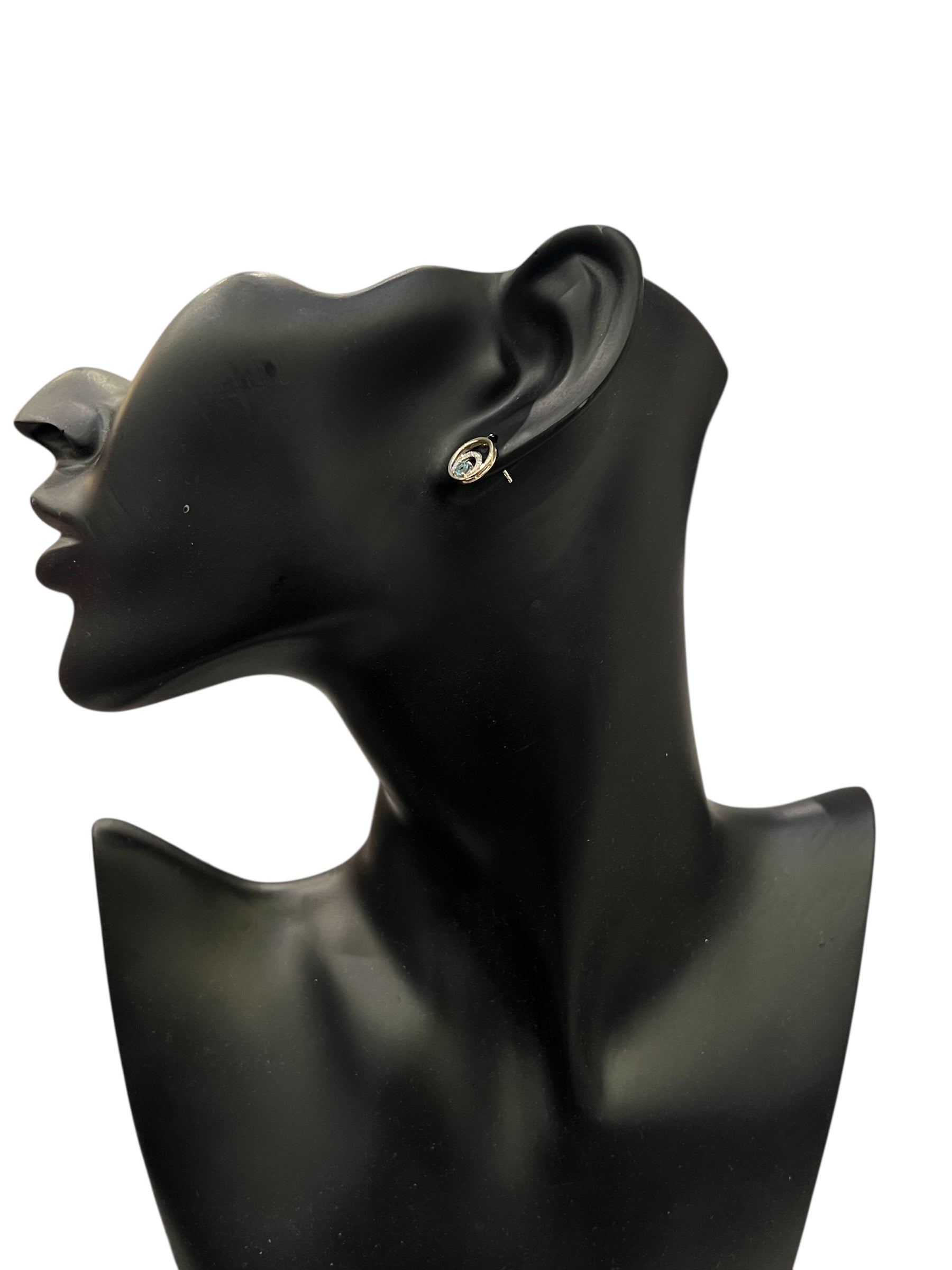 10K Yellow Gold Blue Topaz and Diamond Earring - yellow gold