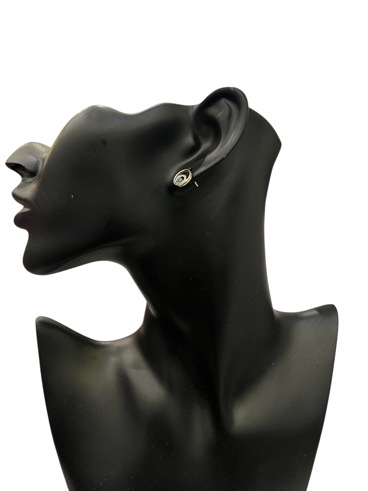 10K Yellow Gold Blue Topaz and Diamond Earring