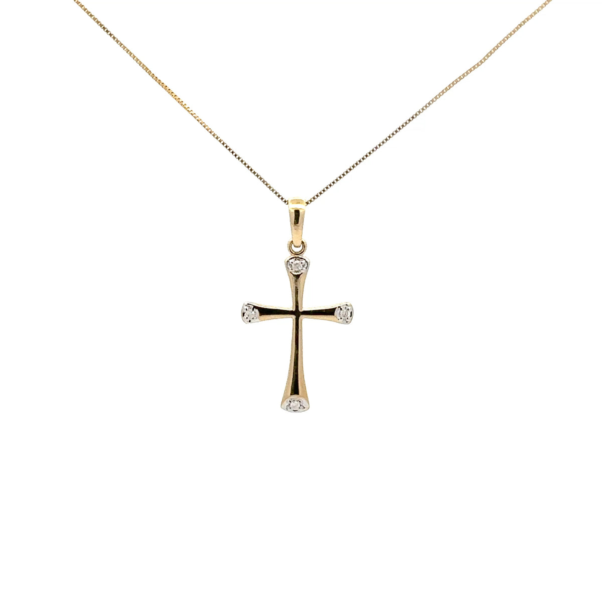 Colgante de cruz de diamantes de 0,015 quilates en oro amarillo de 10 quilates, 18&quot;