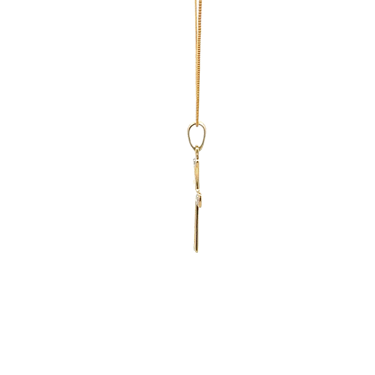 Colgante de cruz de diamantes de 0,015 quilates en oro amarillo de 10 quilates, 18&quot;