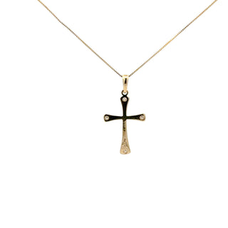 10K Yellow Gold 0.03cttw Diamond Cross Pendant, 18"