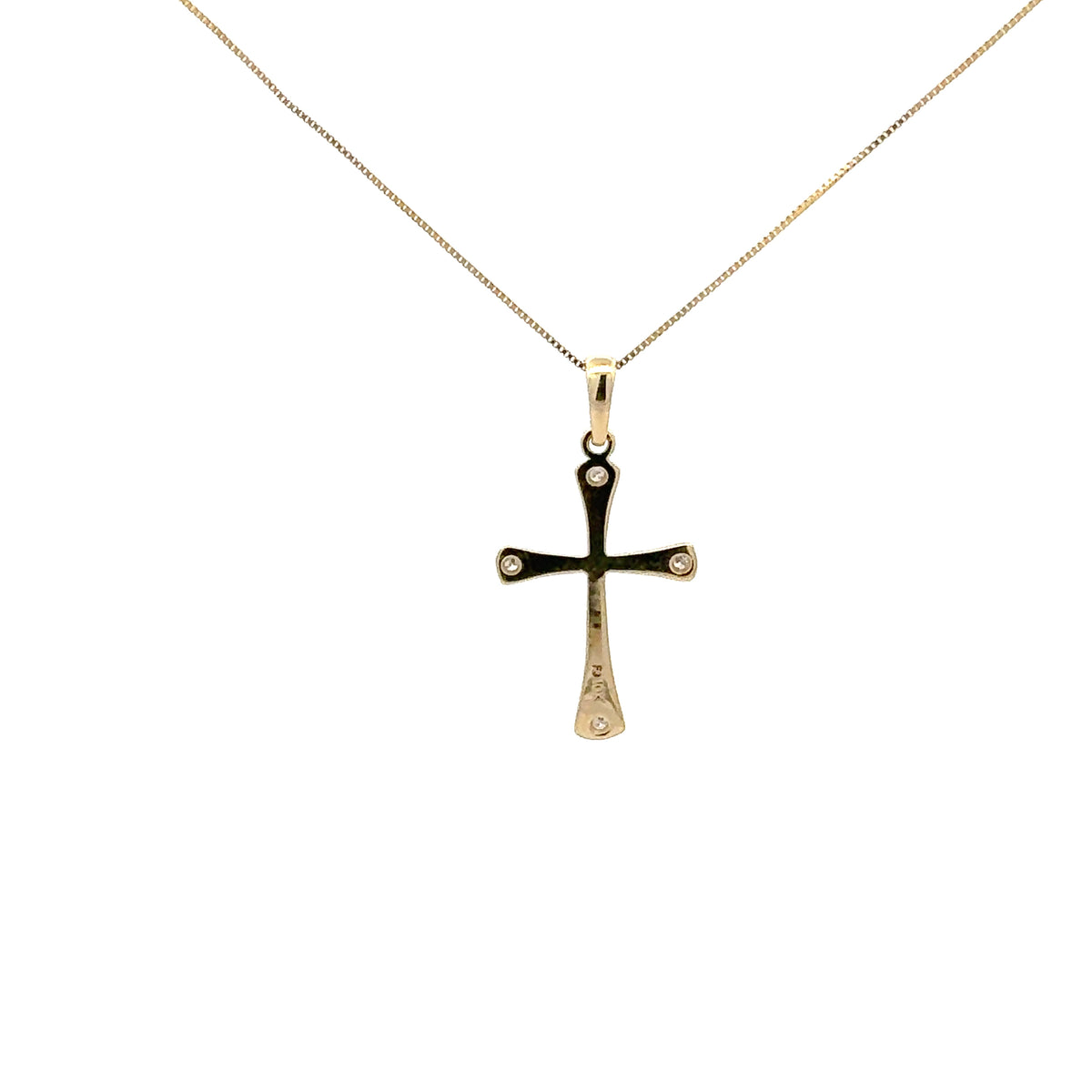 Colgante de cruz de diamantes de 0,015 quilates en oro amarillo de 10 quilates, 18&quot;