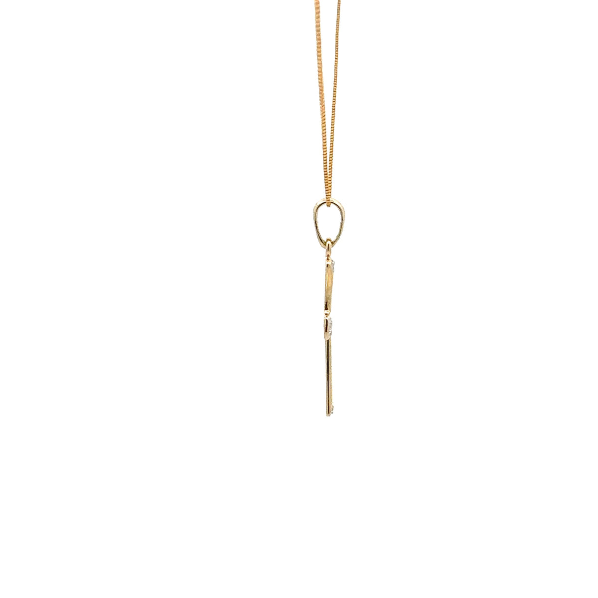 Colgante de cruz de diamantes de 0,015 quilates en oro amarillo de 10 quilates, 18&quot;