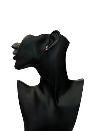 10K White Gold Pink Topaz and Diamond Earring
