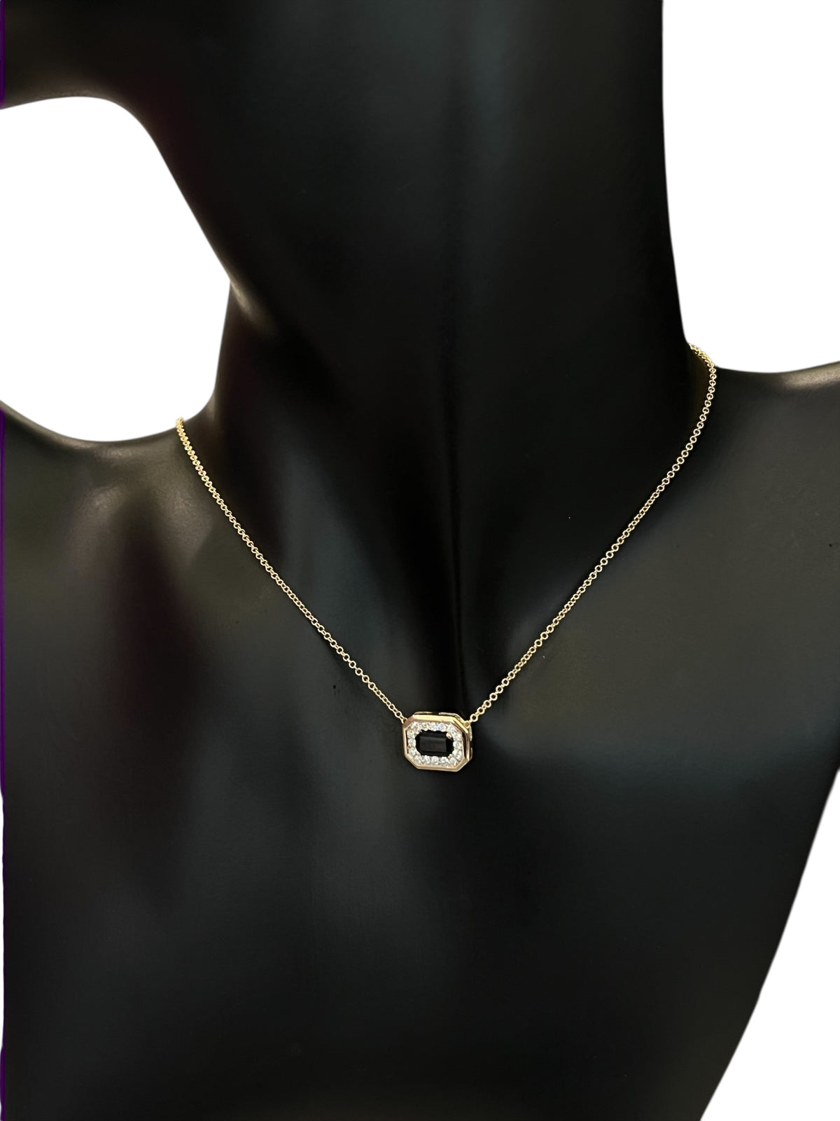 10K Yellow Gold Sapphire and Diamond Necklace