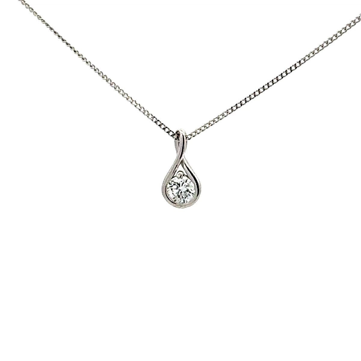 10K White Gold 0.25cttw Lab Grown Diamond Necklace - 18 Inches